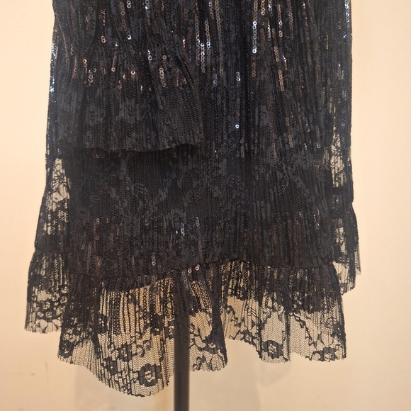 Maje Reville Black Pleated Lace Sequin Dress SZ S - Picture 9 of 15